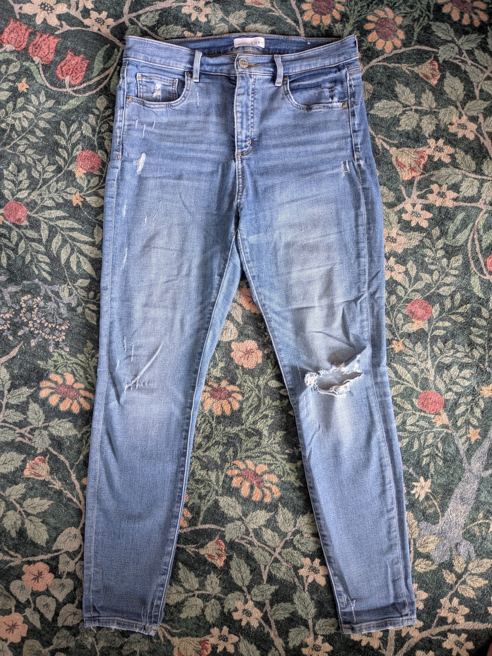 LOFT Light Blue Distressed Skinny Jeans